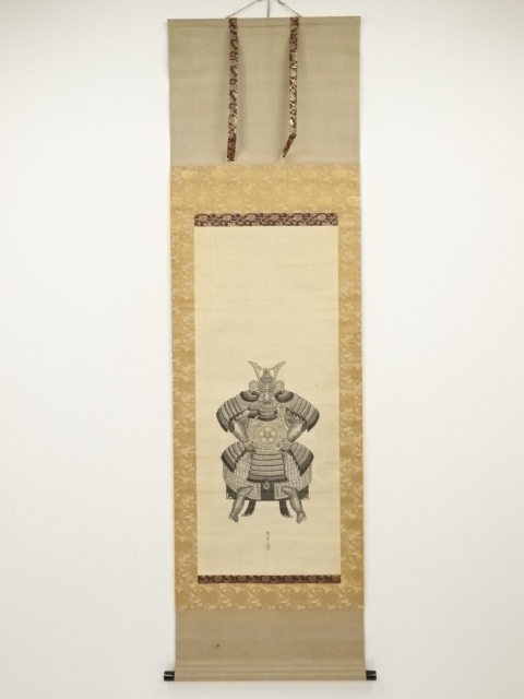 JAPANESE HANGING SCROLL / HAND PAINTED / KABUTO SAMURAI ARMOR 
